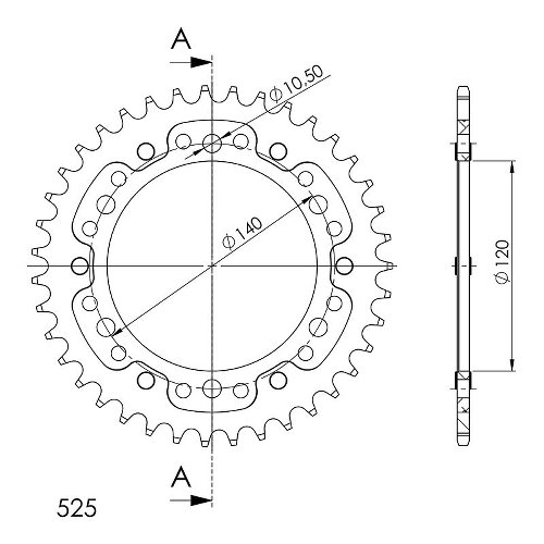 Supersprox Stealth rocchetto per catena 525 - 38Z (nero)