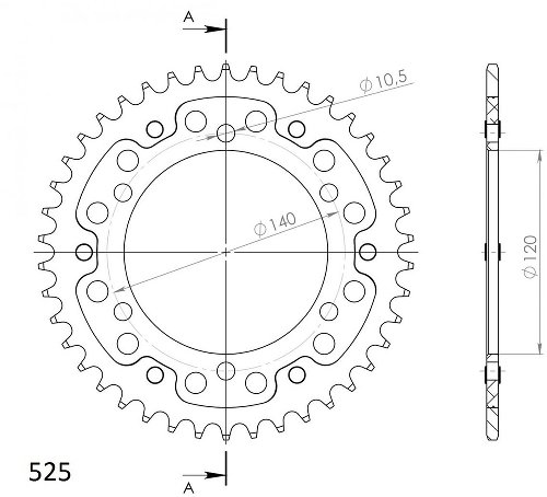 Supersprox Stealth rocchetto per catena 525 - 41Z (oro)