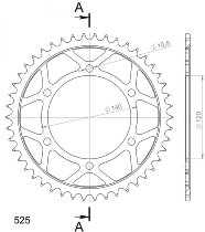 Supersprox acero rueda de cadena 525 - 42Z (negro)