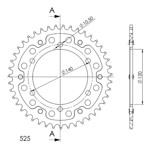 Supersprox Stealth Chain wheel 525 - 43Z (black)