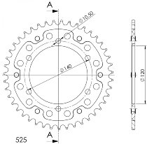 Supersprox Stealth Chain wheel 525 - 44Z (black)