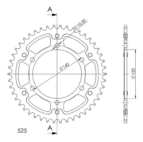 Supersprox Stealth Chain wheel 525 - 46Z (black)