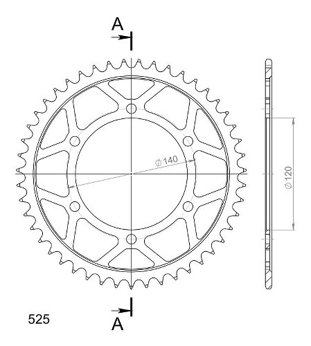 Supersprox acier roue d`entrainement 525 - 47Z (noir)