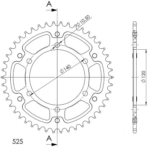 Supersprox Stealth Chain wheel 525 - 49Z (black)