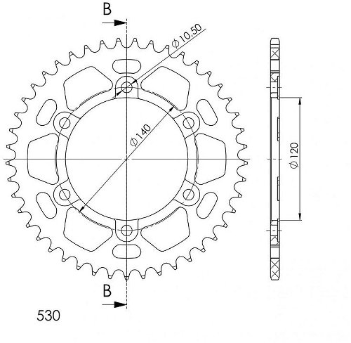 Supersprox aluminium roue d`entrainement 530 - 39Z (noir)