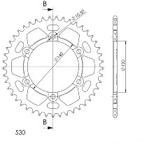 Supersprox aluminium roue d`entrainement 530 - 39Z (noir)