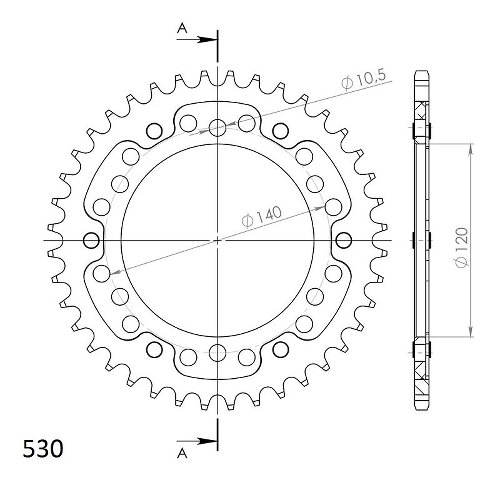 Supersprox Stealth rocchetto per catena 530 - 39Z (nero)