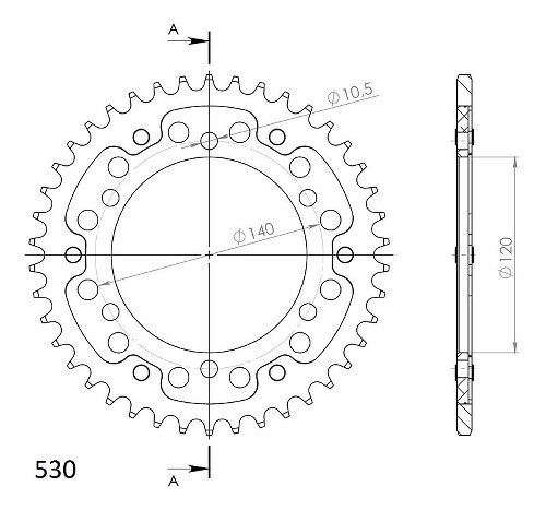 Supersprox Stealth rueda de cadena 530 - 42Z (azul)