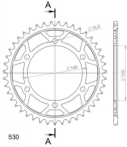 Supersprox Steel Chain wheel 530 - 44Z (black)