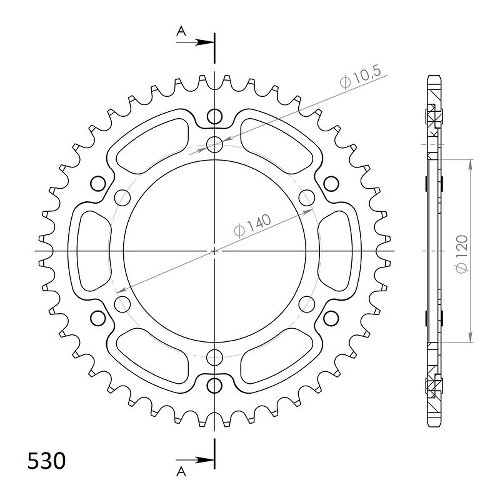 Supersprox Stealth rocchetto per catena 530 - 44Z (nero)