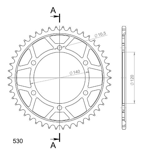 Supersprox Steel Chain wheel 530 - 46Z (black)