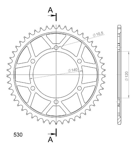 Supersprox acciaio rocchetto per catena 530 - 49Z (nero)