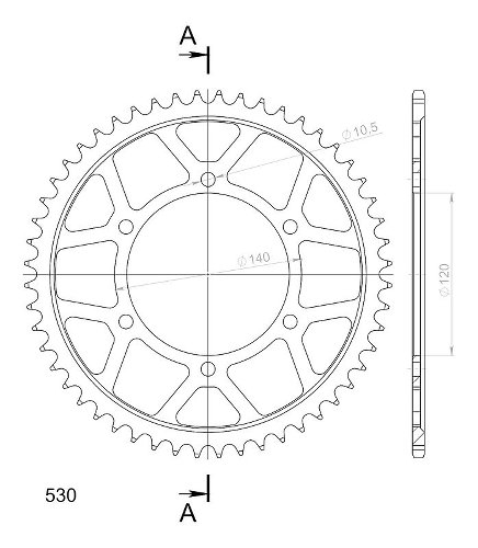 Supersprox acier roue d`entrainement 530 - 52Z (noir)