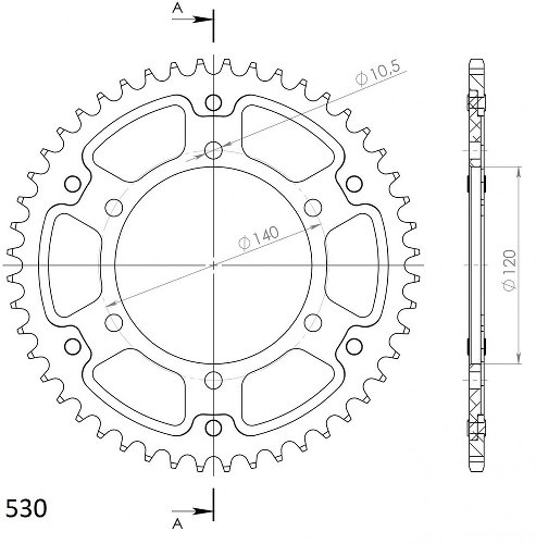 Supersprox Stealth rueda de cadena 530 - 52Z (oro)