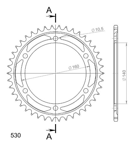 Supersprox Steel Chain wheel 530 - 42Z (black)