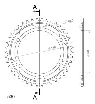 Supersprox acero rueda de cadena 530 - 42Z (negro)