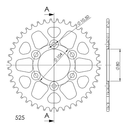 Supersprox aluminium roue d`entrainement 530 - 44Z (noir)