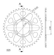 Supersprox aluminium roue d`entrainement 530 - 44Z (noir)