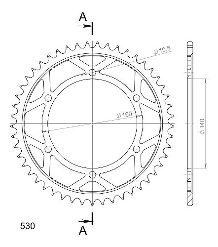 Supersprox acciaio rocchetto per catena 530 - 49Z (nero)