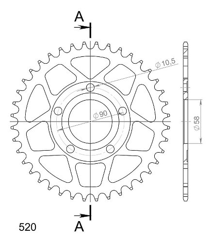 Supersprox acciaio rocchetto per catena 520 - 40Z (nero)