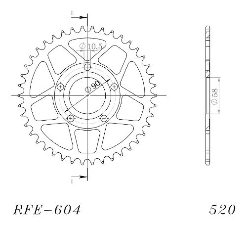 Supersprox acciaio rocchetto per catena 520 - 42Z (nero)