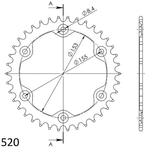 Supersprox aluminium roue d`entrainement 520 - 38Z (orange)