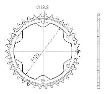 Supersprox acero rueda de cadena 525 - 38Z (negro)