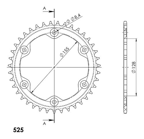 Supersprox aluminio rueda de cadena 525 - 38Z (negro)