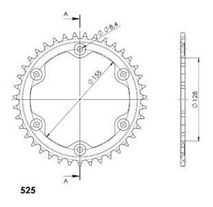 Supersprox aluminio rueda de cadena 525 - 38Z (azul)