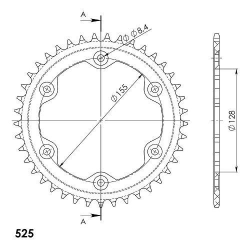 Supersprox aluminio rueda de cadena 525 - 41Z (negro)