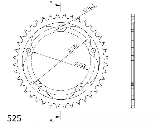 Supersprox acciaio rocchetto per catena 525 - 39Z (nero)