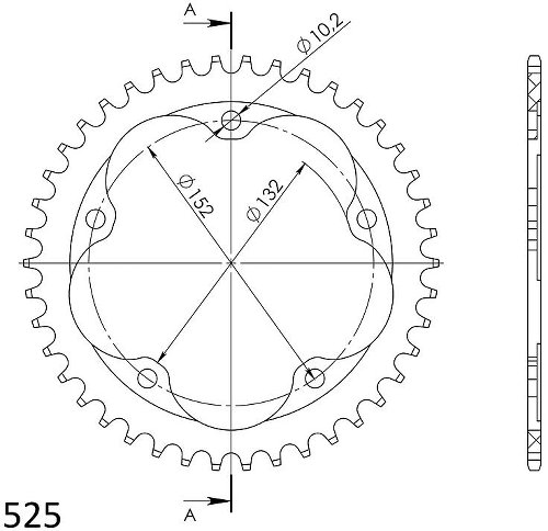 Supersprox aluminio rueda de cadena 525 - 42Z (negro)