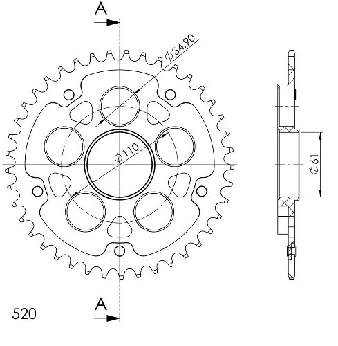 Supersprox Stealth rocchetto per catena 520 - 41Z (nero)