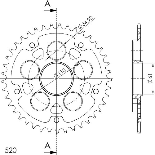 Supersprox Stealth Chain wheel 520 - 43Z (black)