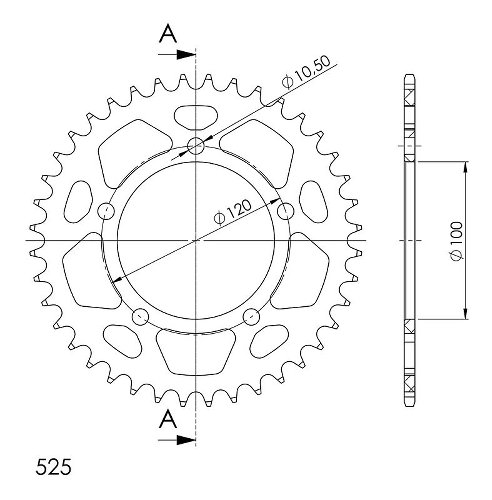 Supersprox alluminio rocchetto per catena 525 - 40Z (nero)