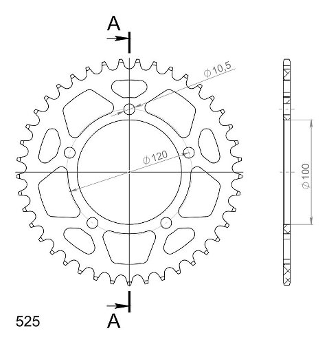 Supersprox aluminium roue d`entrainement 525 - 41Z (noir)