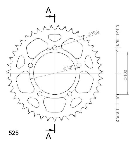 Supersprox aluminium roue d`entrainement 525 - 43Z (noir)