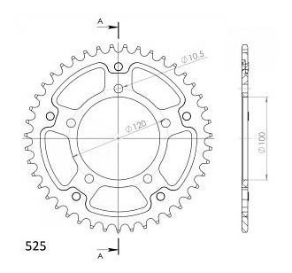 Supersprox Stealth rocchetto per catena 525 - 43Z (argento)