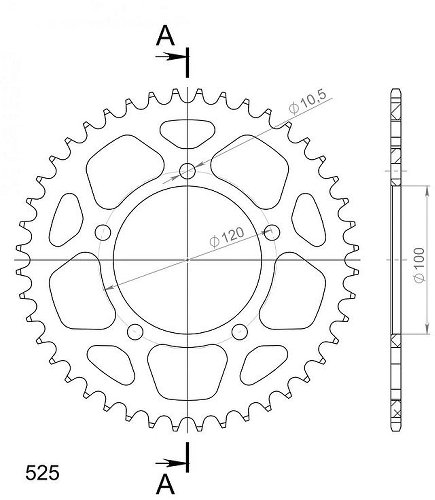 Supersprox aluminium roue d`entrainement 525 - 45Z (noir)