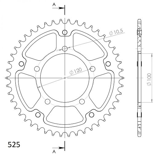 Supersprox Stealth rocchetto per catena 525 - 48Z (oro)