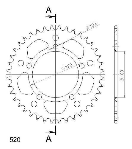 Supersprox aluminio rueda de cadena 520 - 40Z (negro)