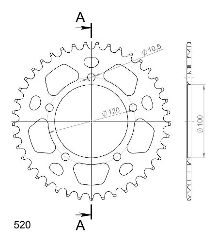 Supersprox Aluminium Chain wheel 520 - 41Z (black)