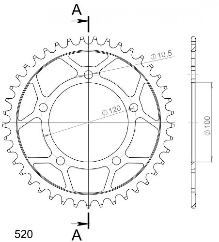 Supersprox acciaio rocchetto per catena 520 - 42Z (nero)