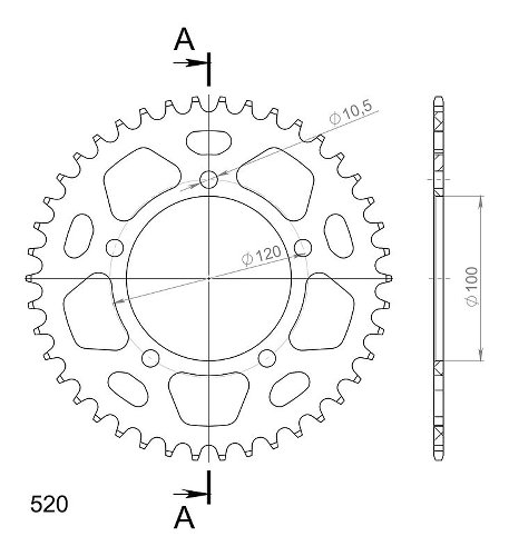 Supersprox alluminio rocchetto per catena 520 - 42Z (nero)