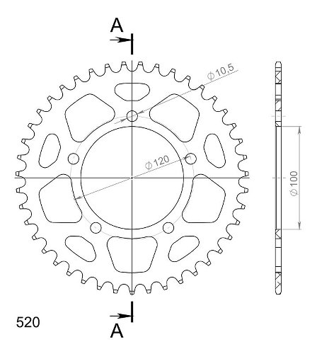 Supersprox aluminium roue d`entrainement 520 - 43Z (noir)