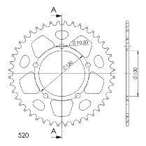 Supersprox alluminio rocchetto per catena 520 - 44Z (nero)