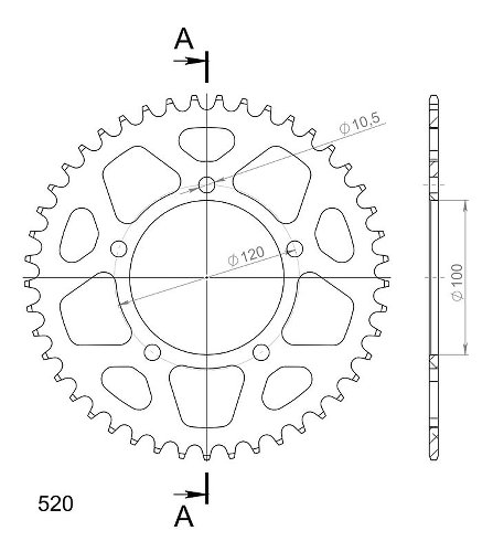 Supersprox Aluminium Chain wheel 520 - 45Z (black)