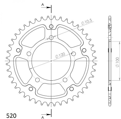 Supersprox Stealth rocchetto per catena 520 - 45Z (oro)