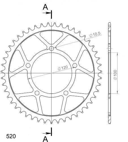 Supersprox acier roue d`entrainement 520 - 46Z (noir)