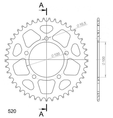 Supersprox aluminium roue d`entrainement 520 - 46Z (noir)